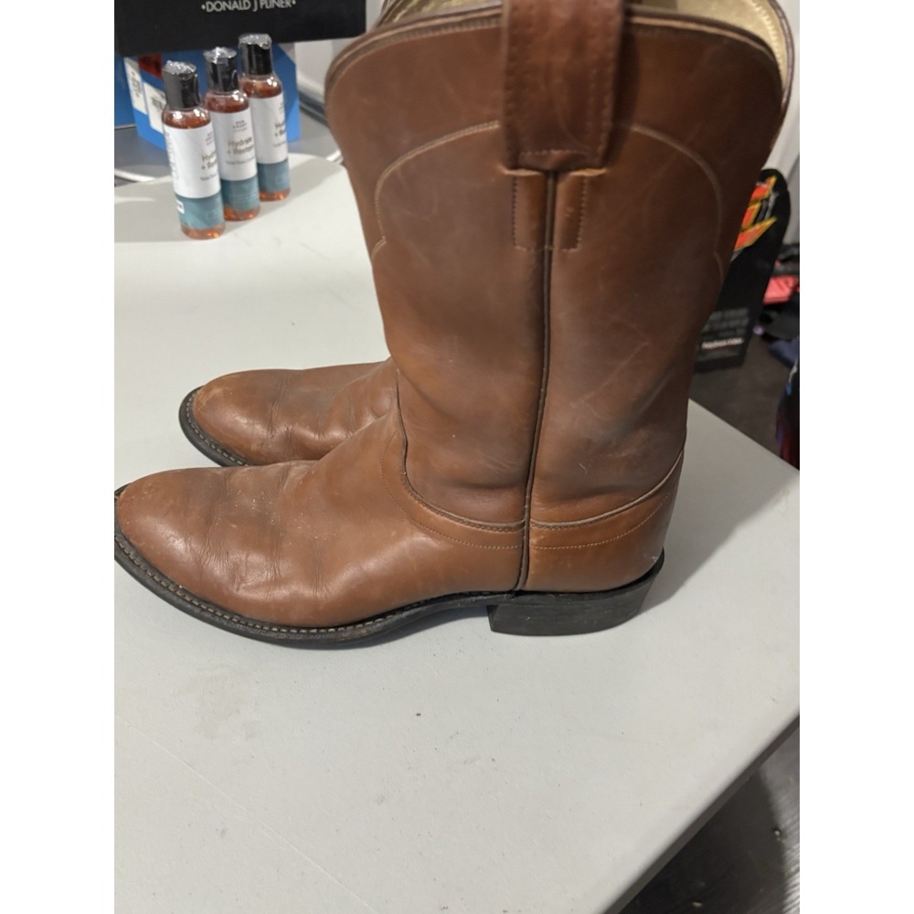 Vintage Olathe‎ Smooth Brown Latte Leather Western Cowboy Pull On Boots 10.5 D